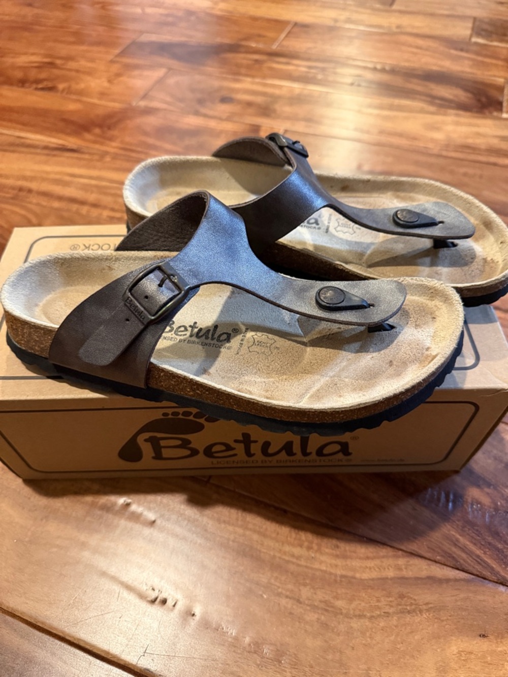 Betula Brown Leather Toe-Post Sandals, Sz 6 (37), VGUC
